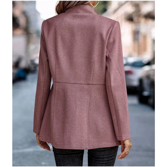 Classic Redwood Herringbone Blazer Jacket Coat - Picture 5 of 7